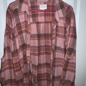 American Eagle distressed flannel